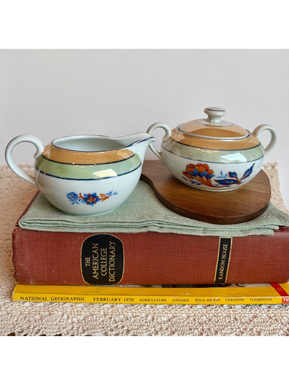 Antique Registered Celebrate Germany Lusterware Creamer Sugar Bowl Set